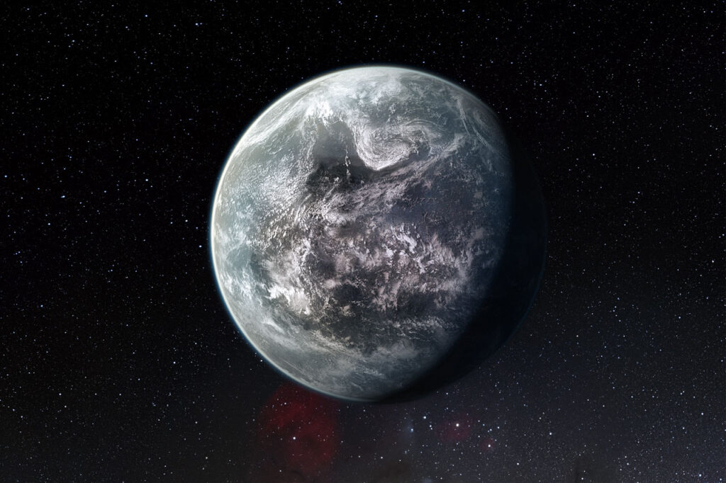 Artists’s impression of one of more than 50 new exoplanets found by HARPS: the rocky super-Earth HD 85512 b. By ESO